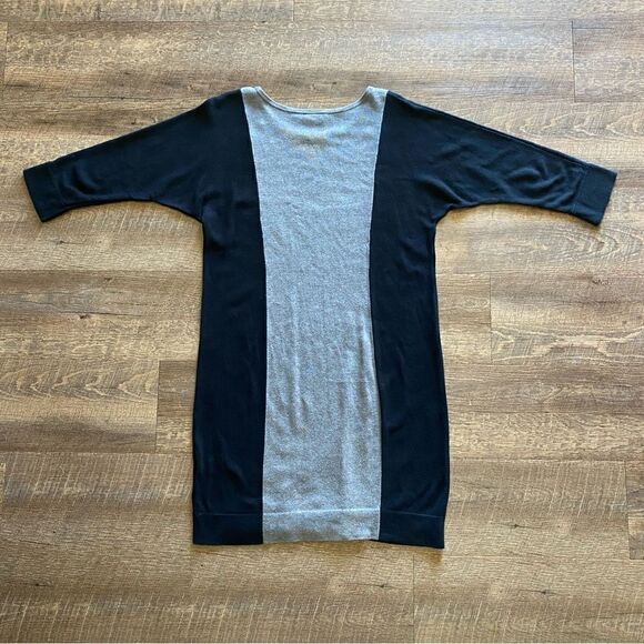 Sweater Dress Black Grey Colorblock Large Office Work Academia Stripe - Picture 5 of 8